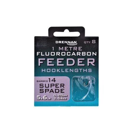 Drennan Fluorocarbon Feeder Super Spade 14 Barbed 0.20mm 1m 8szt.