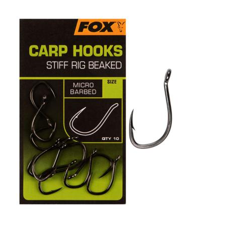 Fox Haki Carp Hooks Stiff Rig Beaked r.4 Barbed 10szt.