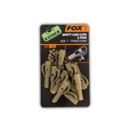 Fox Edges Size 7 lead clip + pegs trans khaki