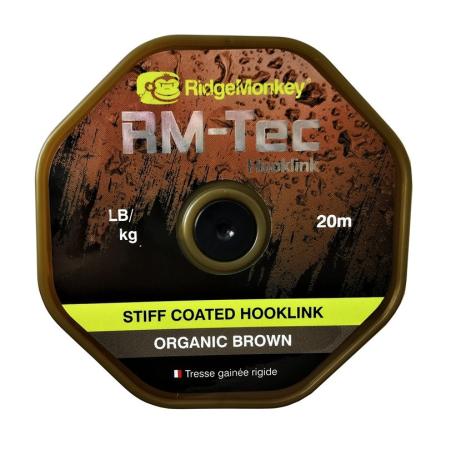 RidgeMonkey Plecionka Stiff Coated Hooklink 25lb Organic Brown 20m