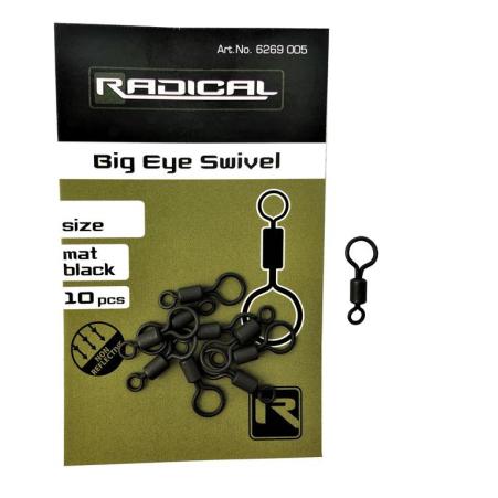 Radical Krętlik Big Eye Swivel Size 8 Mat Black 10szt. 