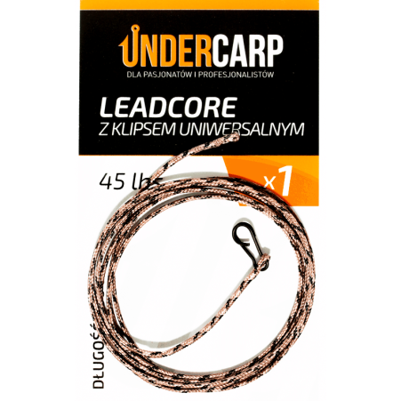 UnderCarp Leadcore z klipsem uniwersalnym Brązowy 