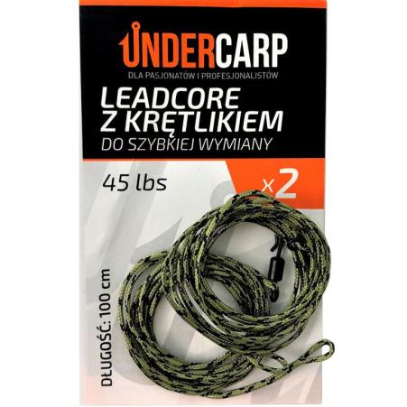 UnderCarp Leadcore z krętlikiem do szybkiej wymiany Zielony 2szt.